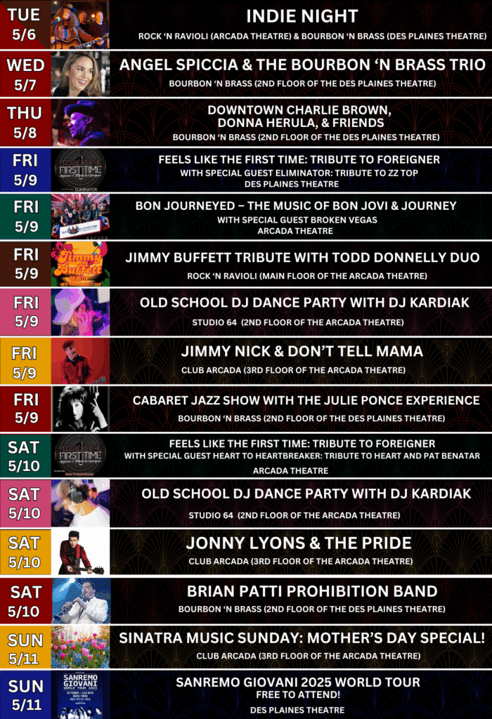 This week's upcoming shows at Onesti Entertainment