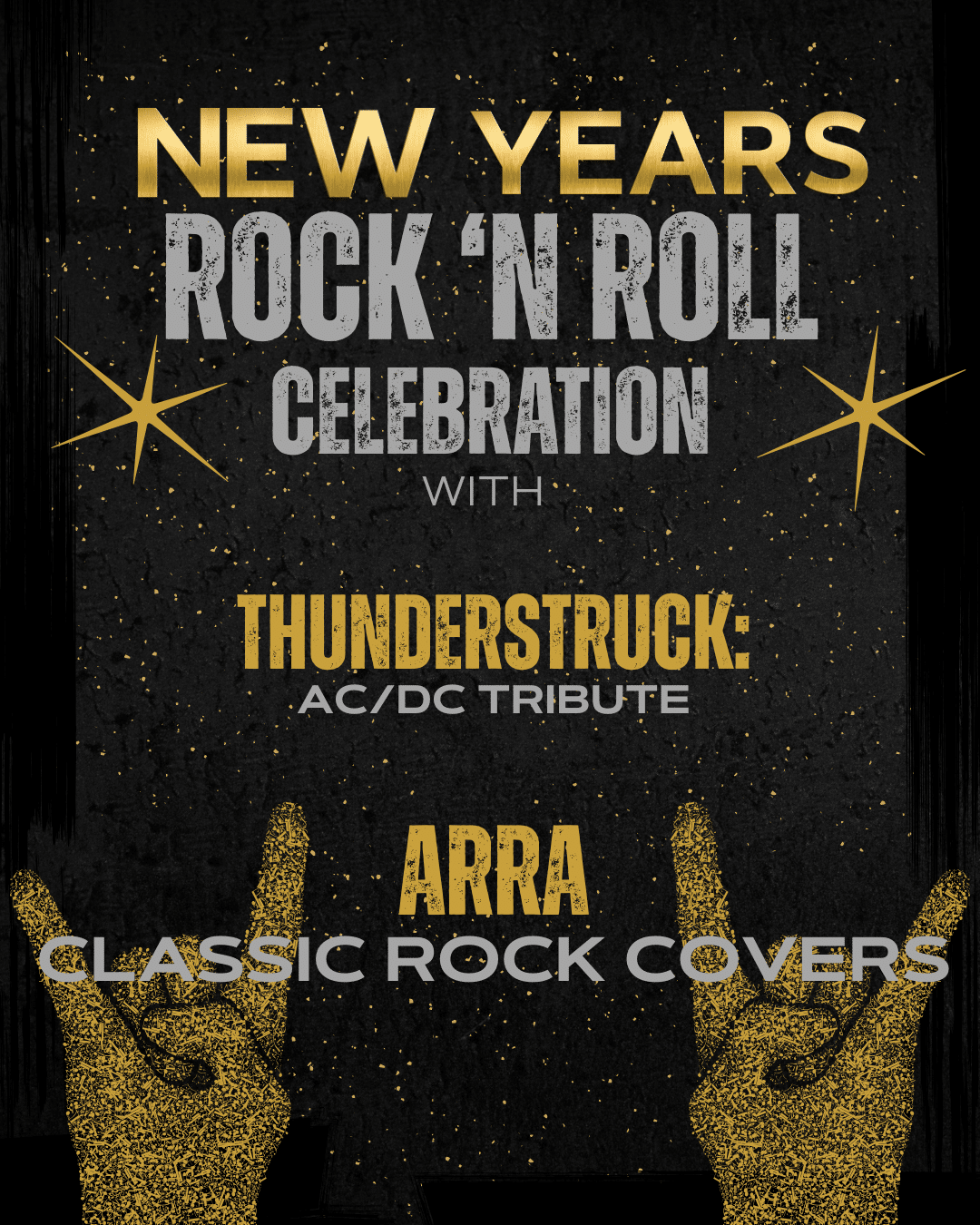 A ROCKIN’ NEW YEAR’S EVE PARTY with ARRA and THUNDERSTRUCK