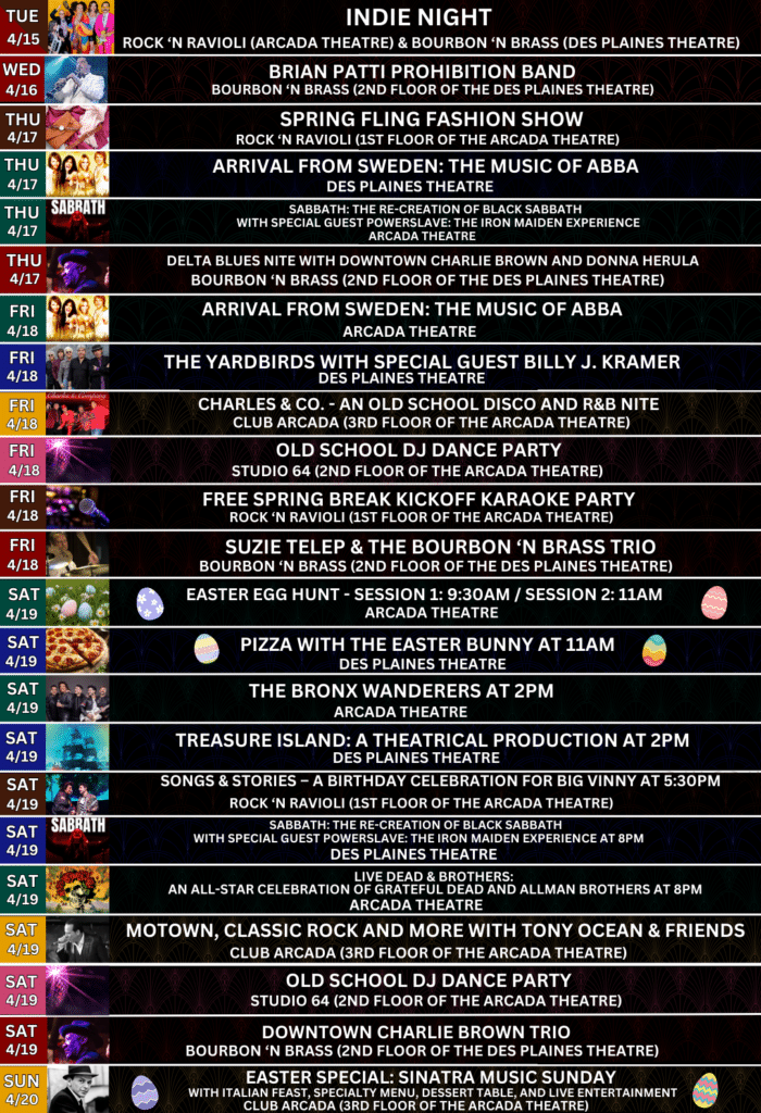 Shows coming up this week at Onesti Entertainment